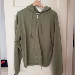 Brandy Melville Green Zip Up Hoodie